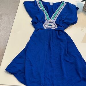 VENUS Blue Swim Coverup Dress with Green Accent